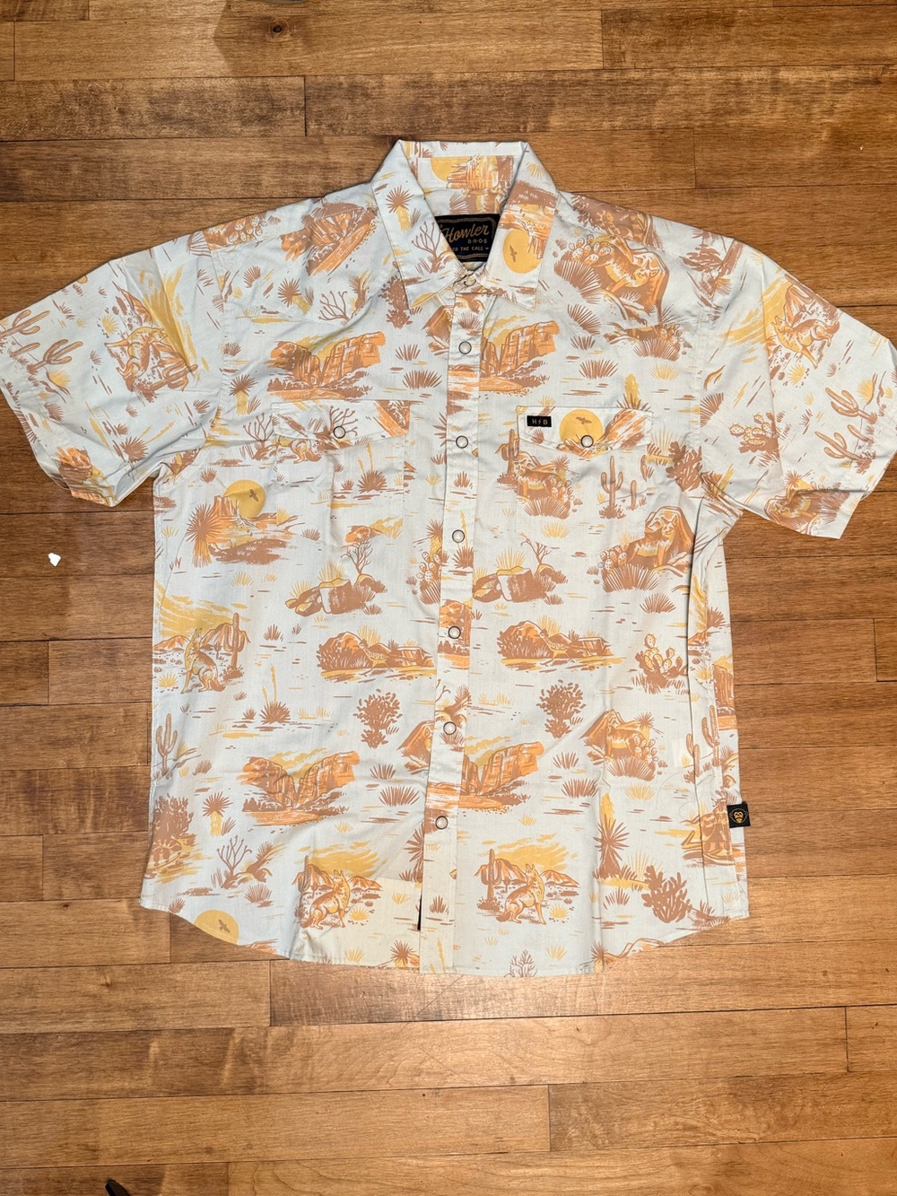 Howler Brothers Short Sleeve Desert AOP Print Button-Down Shirt - Medium
